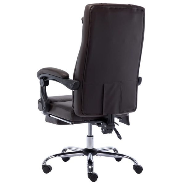 Cadeira escritório c/ função massagem couro artificial castanho - Image 4
