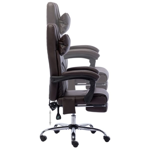Cadeira escritório c/ função massagem couro artificial castanho - Image 5