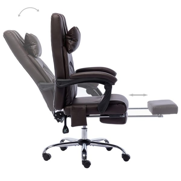 Cadeira escritório c/ função massagem couro artificial castanho - Image 6