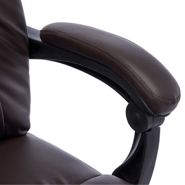 Cadeira escritório c/ função massagem couro artificial castanho - Image 7