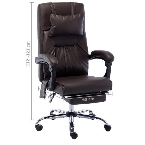 Cadeira escritório c/ função massagem couro artificial castanho - Image 8