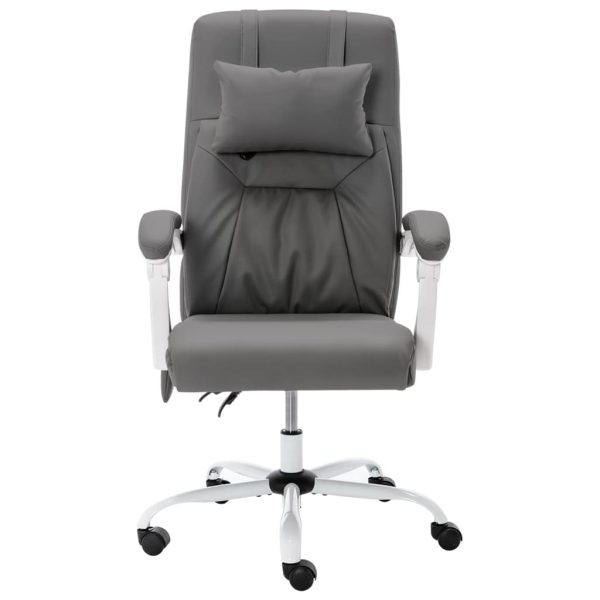 Cadeira escritório c/ função massagem couro artificial cinzento - Image 2