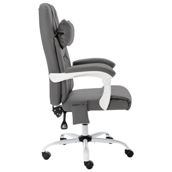 Cadeira escritório c/ função massagem couro artificial cinzento - Image 3