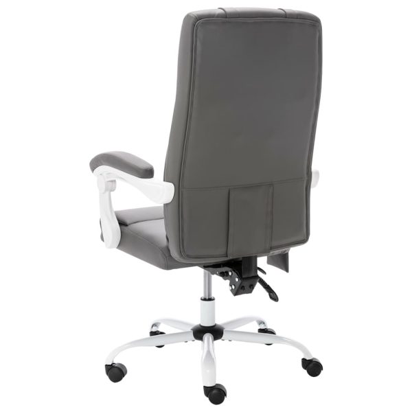 Cadeira escritório c/ função massagem couro artificial cinzento - Image 4