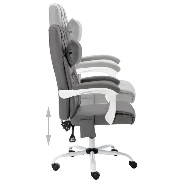 Cadeira escritório c/ função massagem couro artificial cinzento - Image 5