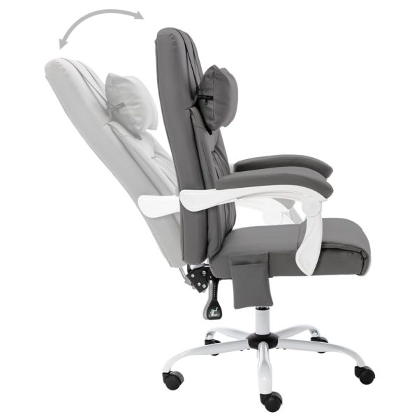 Cadeira escritório c/ função massagem couro artificial cinzento - Image 6