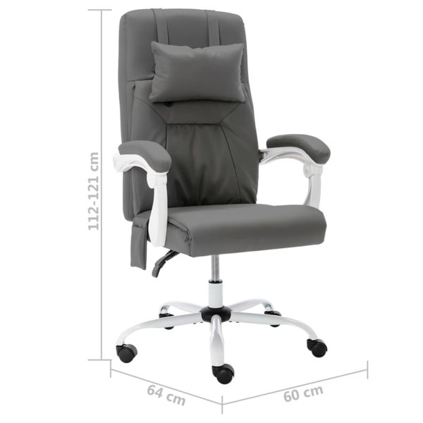 Cadeira escritório c/ função massagem couro artificial cinzento - Image 8