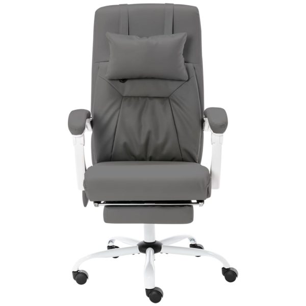 Cadeira escritório c/ função massagem couro artificial cinzento - Image 2