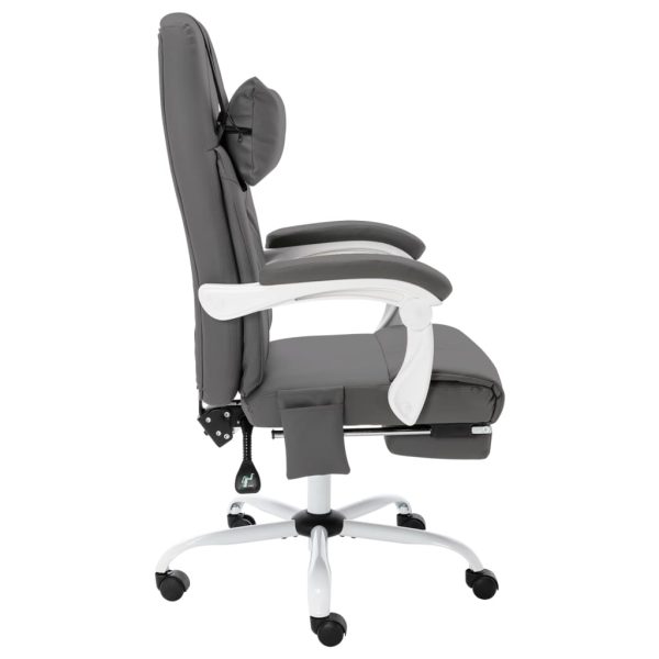 Cadeira escritório c/ função massagem couro artificial cinzento - Image 3