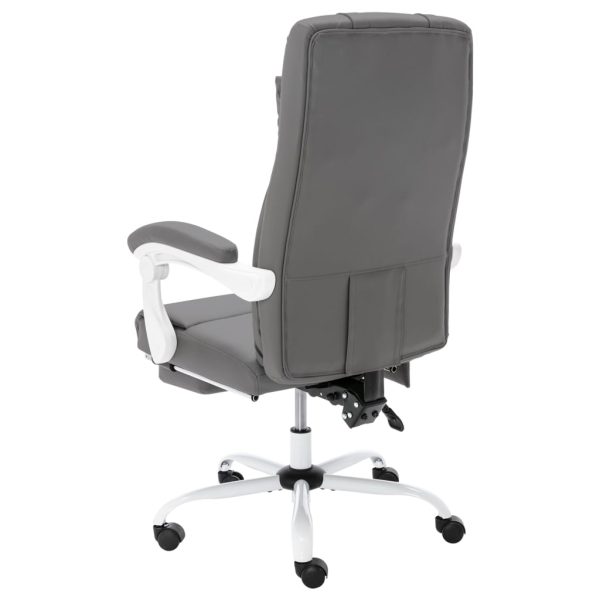 Cadeira escritório c/ função massagem couro artificial cinzento - Image 4