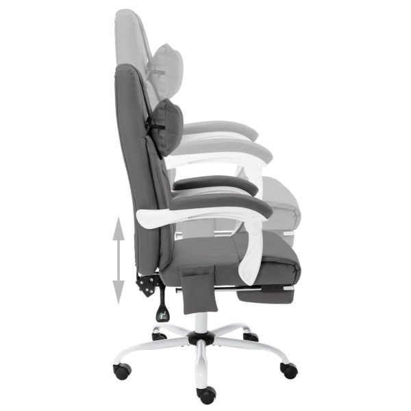 Cadeira escritório c/ função massagem couro artificial cinzento - Image 5