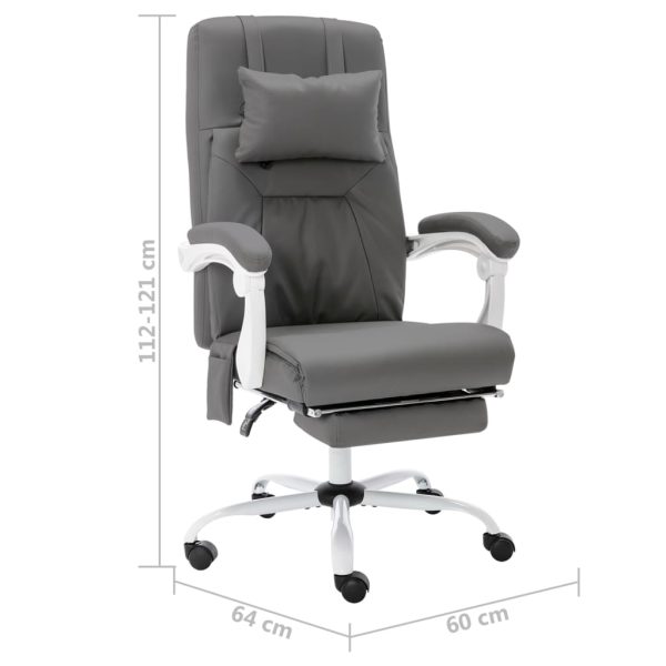Cadeira escritório c/ função massagem couro artificial cinzento - Image 9