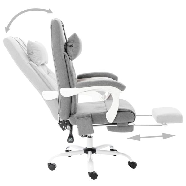 Cadeira de escritório c/ função de massagem tecido cinzento - Image 5