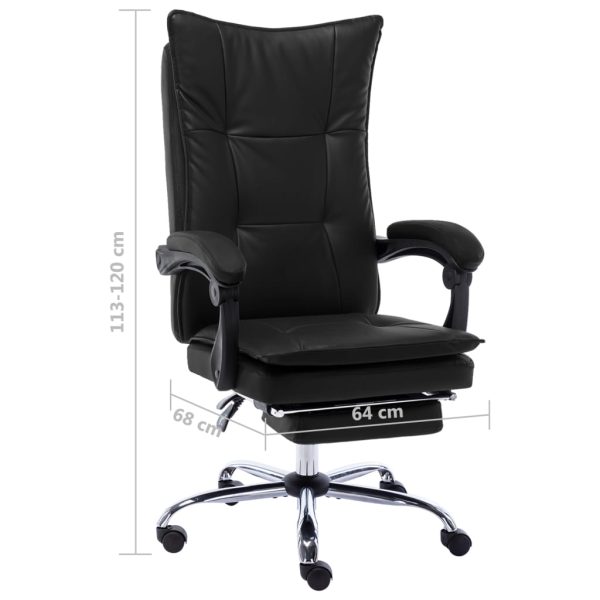 Cadeira de escritório em couro artificial preto - Image 11