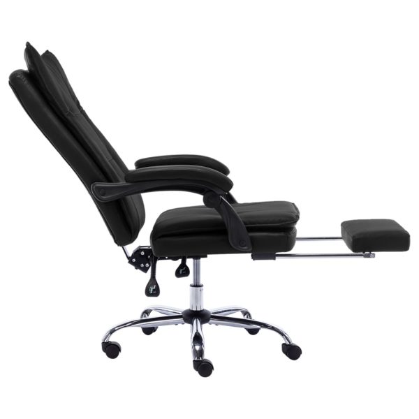 Cadeira de escritório em couro artificial preto - Image 5