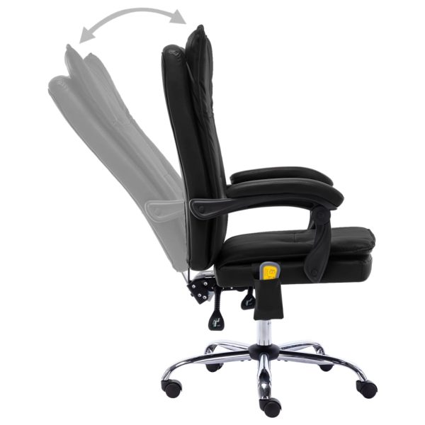 Cadeira de escritório c/ função massagem couro artificial preto - Image 6