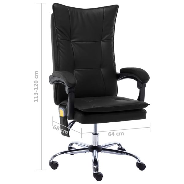 Cadeira de escritório c/ função massagem couro artificial preto - Image 10