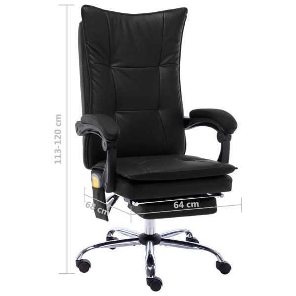 Cadeira de escritório c/ função massagem couro artificial preto - Image 11