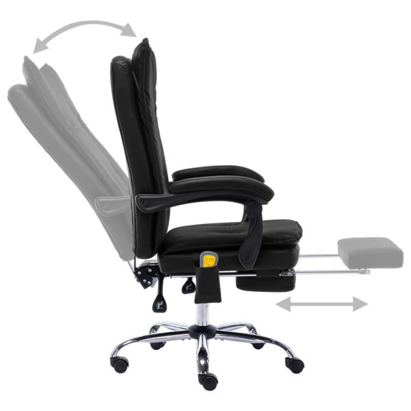 Cadeira de escritório c/ função massagem couro artificial preto - Image 6