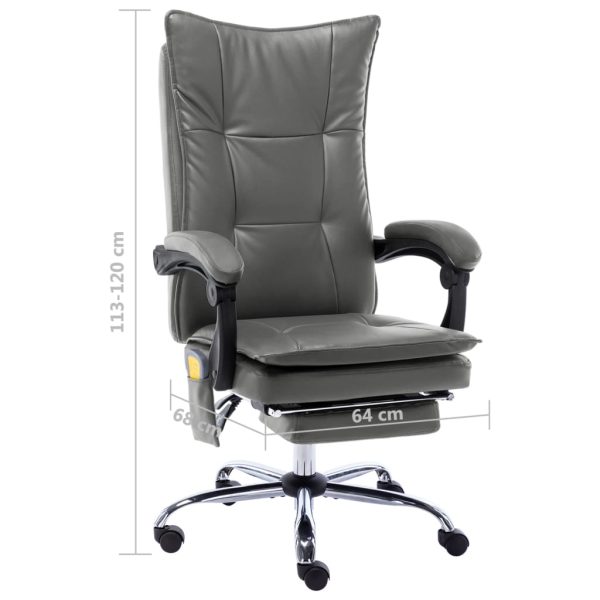 Cadeira escritório c/ função massagem couro artific. antracite - Image 11