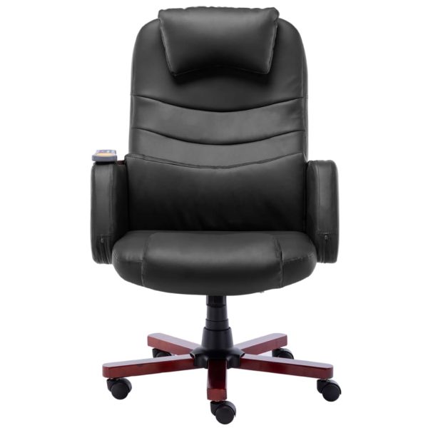 Cadeira de escritório c/ função massagem couro artificial preto - Image 2