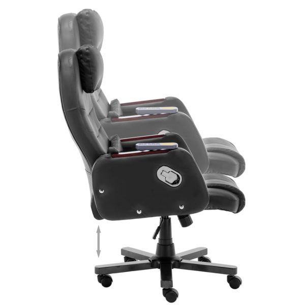 Cadeira de escritório c/ função massagem couro artificial preto - Image 6