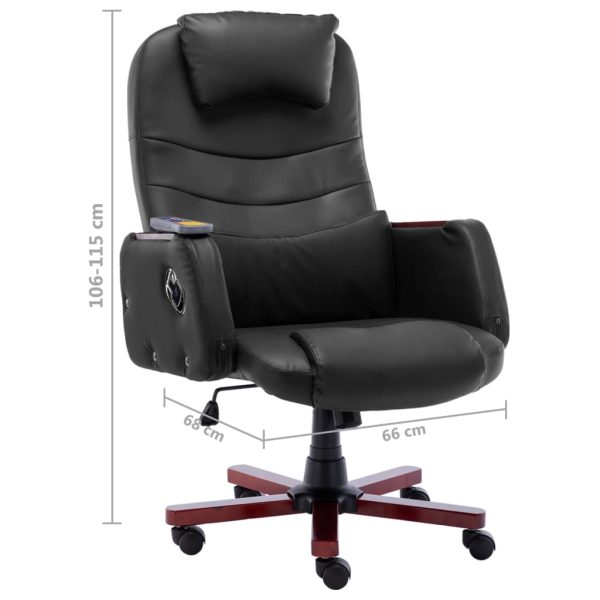 Cadeira de escritório c/ função massagem couro artificial preto - Image 8
