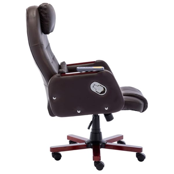Cadeira escritório c/ função massagem couro artificial castanho - Image 3