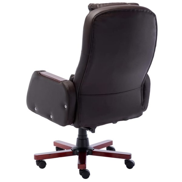 Cadeira escritório c/ função massagem couro artificial castanho - Image 4