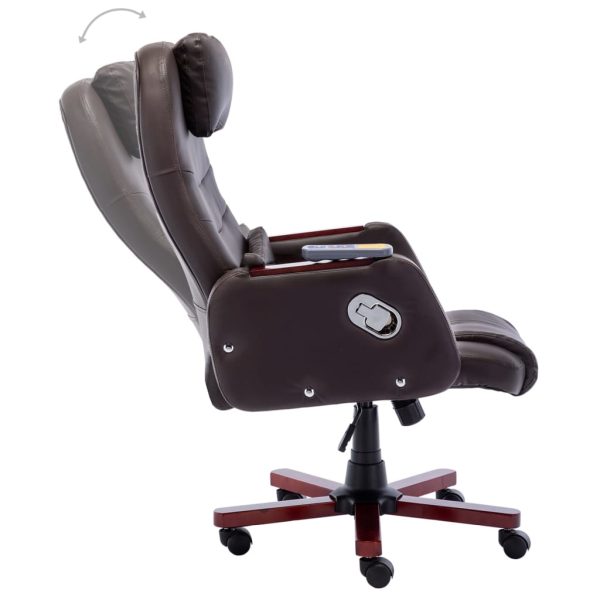 Cadeira escritório c/ função massagem couro artificial castanho - Image 5