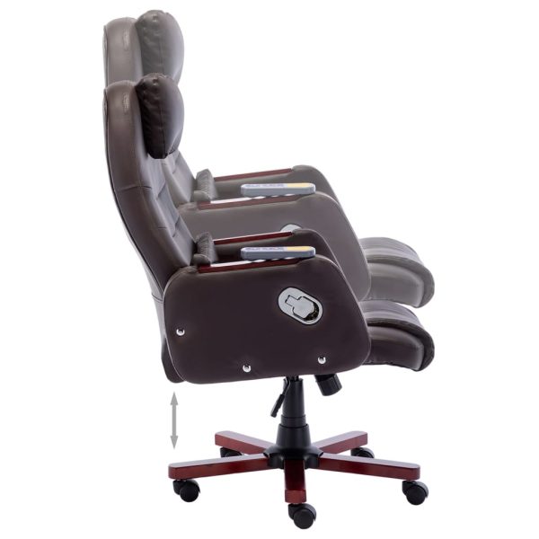 Cadeira escritório c/ função massagem couro artificial castanho - Image 6