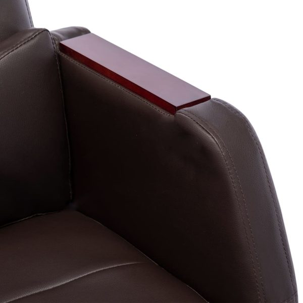 Cadeira escritório c/ função massagem couro artificial castanho - Image 7