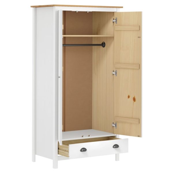 Roupeiro 2 portas Hill 89x50x170 cm pinho maciço branco - Image 3