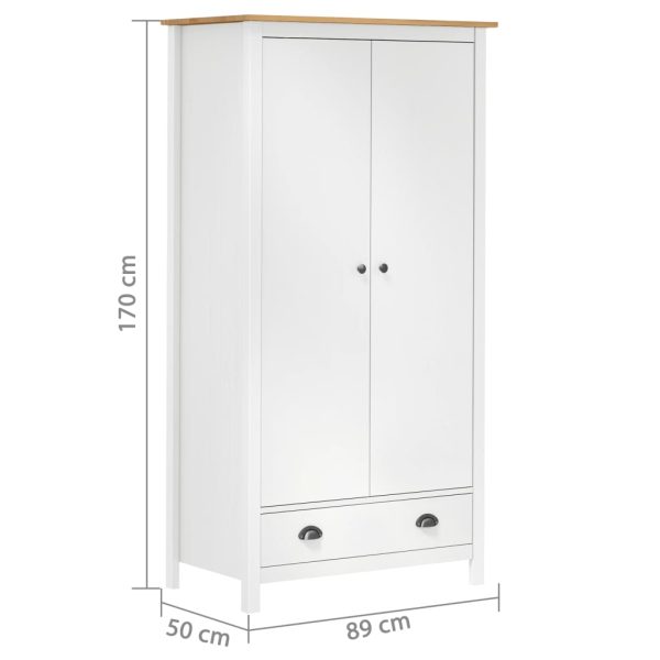 Roupeiro 2 portas Hill 89x50x170 cm pinho maciço branco - Image 9