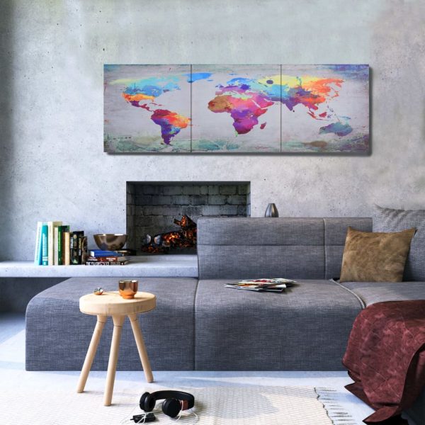 vidaXL Painéis de parede c/ impressão do mapa-múndi 120x40 cm multicor