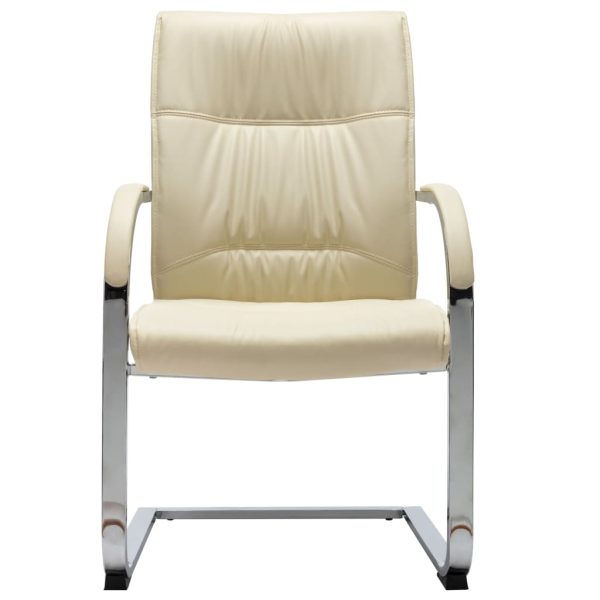 Cadeira de escritório cantilever em couro artificial creme - Image 2