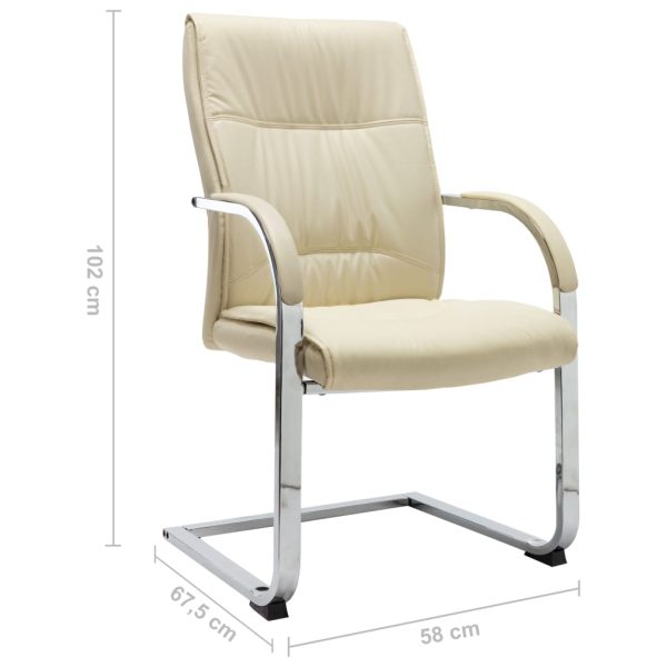 Cadeira de escritório cantilever em couro artificial creme - Image 6