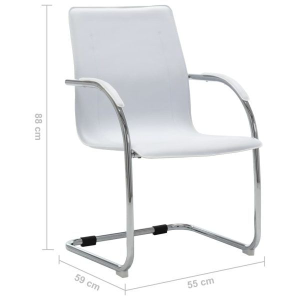 Cadeira de escritório cantilever em couro artificial branco - Image 6