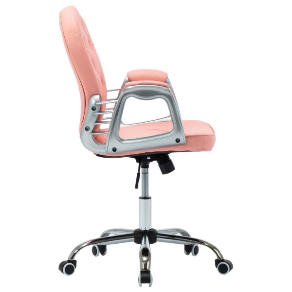Cadeira de escritório giratória em couro artificial rosa - Image 4
