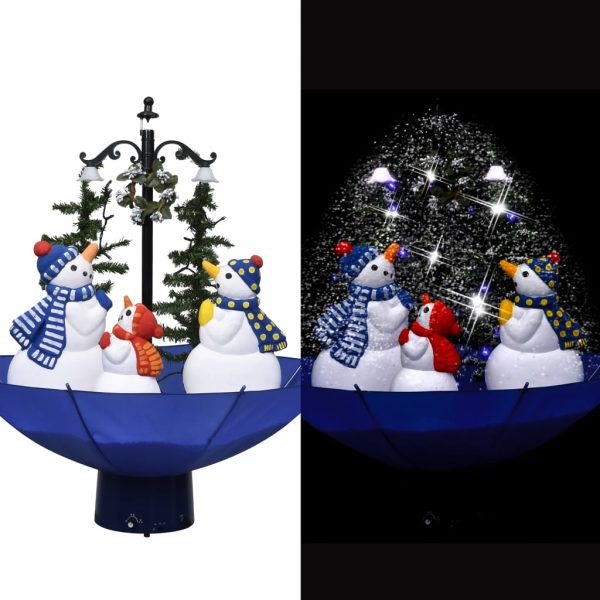 Árvore Natal c/ neve base formato guarda-chuva 75 cm PVC azul