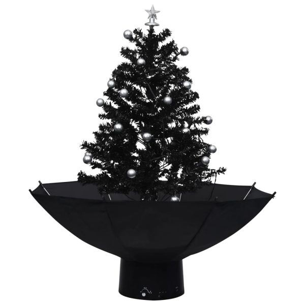 Árvore Natal c/ neve base formato guarda-chuva 75 cm PVC preto - Image 2