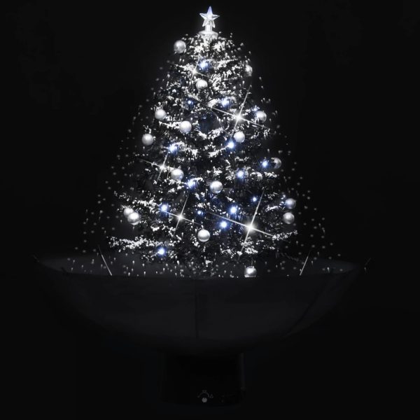 Árvore Natal c/ neve base formato guarda-chuva 75 cm PVC preto - Image 3