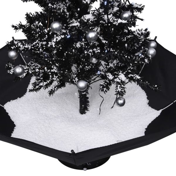 Árvore Natal c/ neve base formato guarda-chuva 75 cm PVC preto - Image 5