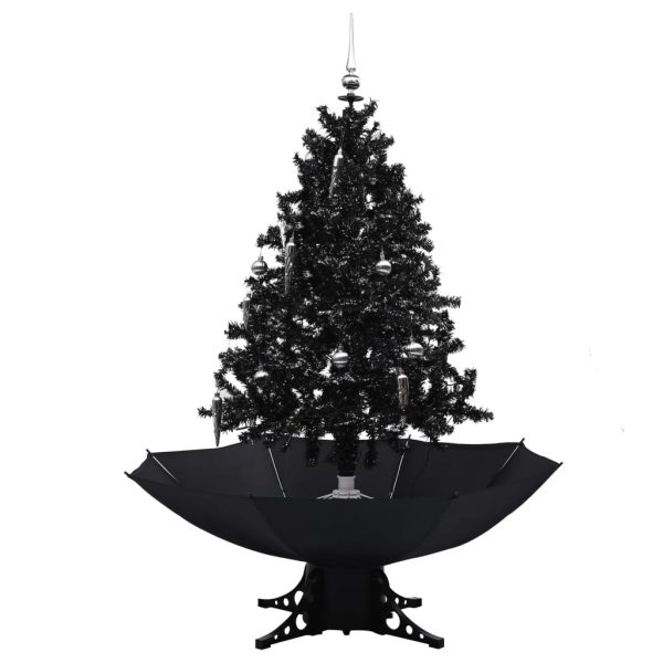 Árvore Natal c/ neve base formato guarda-chuva 140 cm PVC preto - Image 2