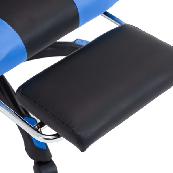 Cadeira estilo corrida c/ apoio pés couro artificial azul/preto - Image 6