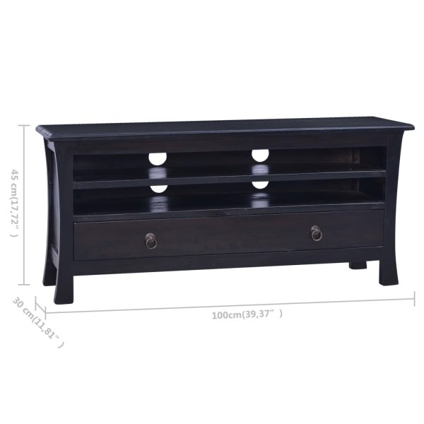 Móvel de TV 100x30x45 cm mogno maciço castanho café preto-claro - Image 8
