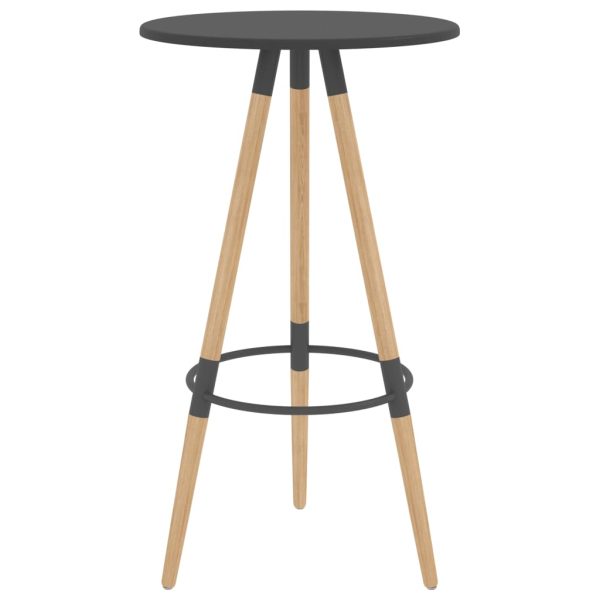 vidaXL Mesa de bar 60x103 cm MDF e madeira de faia maciça cinzento - Image 2