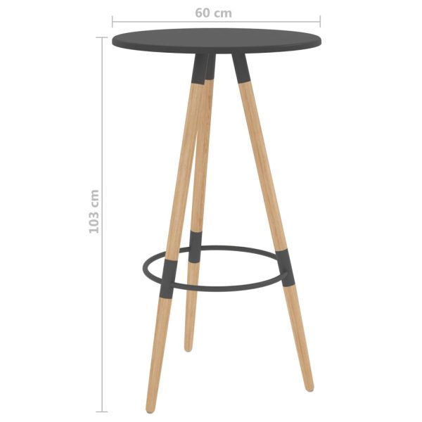 vidaXL Mesa de bar 60x103 cm MDF e madeira de faia maciça cinzento - Image 5