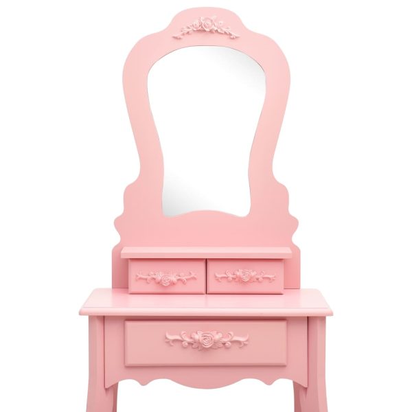 Conj. toucador com banco 50x59x136 cm madeira paulownia rosa - Image 6
