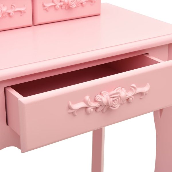 Conj. toucador com banco 50x59x136 cm madeira paulownia rosa - Image 7
